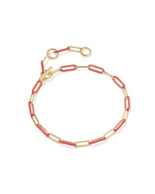 Courtney Red Enamel Gold Link Bracelet Kendra Scott
