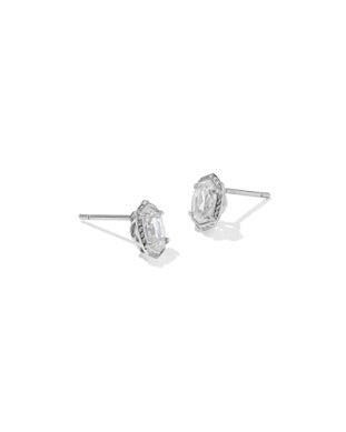 Mini Ellie Luxe Stud Earrings Silver White CZ Kendra Scott