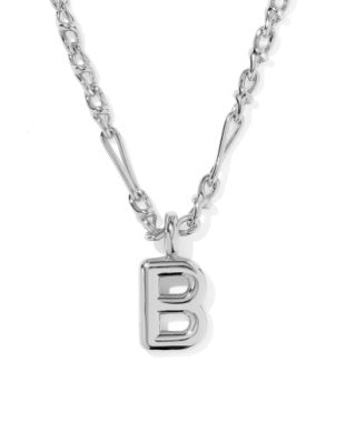 Bubble Letter B Rhod Pendant Necklace
