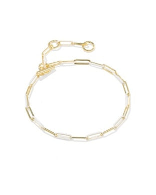Courtney White Enamel Gold Link Bracelet Kendra Scott