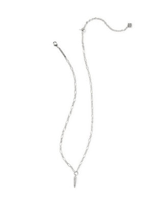 Fate Short Pendant Necklace Silver White CZ