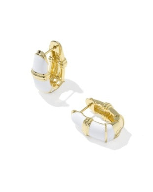 Courtney White Enamel Gold Huggie Reversible Earrings Kendra Scott