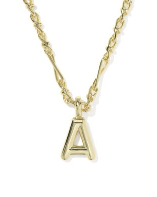 Bubble Letter A Gold Pendant Necklace