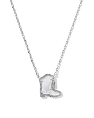 Drill Team Boot Pendant Ivory MOP Rhod Necklace Kendra Scott
