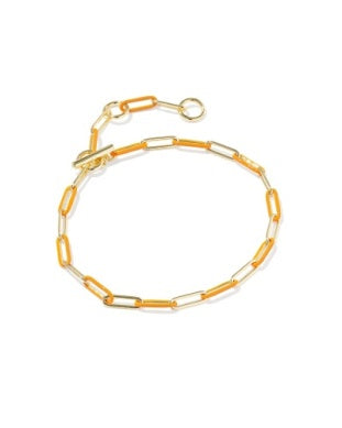 Courtney Bright Orange Enamel Gold Link Bracelet Kendra Scott