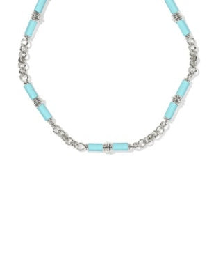 Bree Beaded Rhod Chain Link Turquoise Necklace Kendra Scott