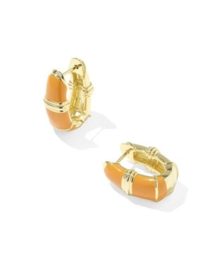 Courtney Bright Orange Enamel Gold Huggie Reversible Earrings Kendra Scott