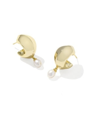 Oakland Pearl Huggie Gold Freshwater Earrings Kendra Scott