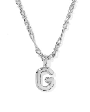 Bubble Letter G Rhod Pendant Necklace
