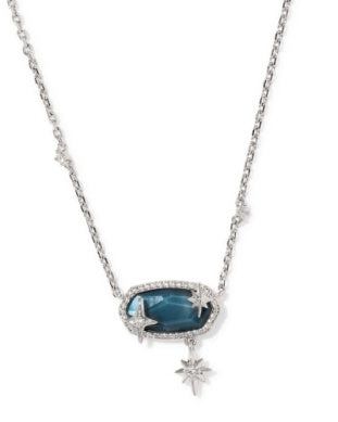 Elisa Star Short Pendant Necklace Silver Crystal Ivory Illusion