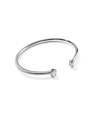 Mini Elton Luxe Cuff Bracelet Silver White CZ S/M