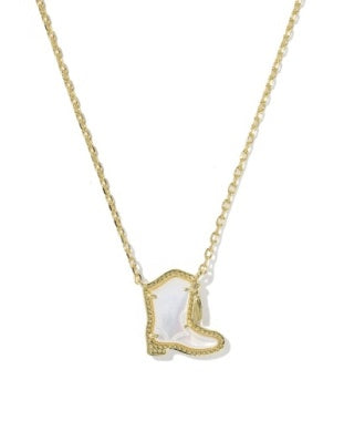 Drill Team Boot Pendant Ivory MOP Gold Necklace Kendra Scott