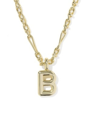 Bubble Letter B Gold Pendant Necklace