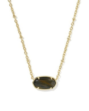 Tiger Striped Elisa Gold Dark Brown Hawks Eye Reversible Necklace Kendra Scott