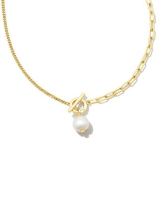Leighton Gold White Pearl Necklace Kendra Scott