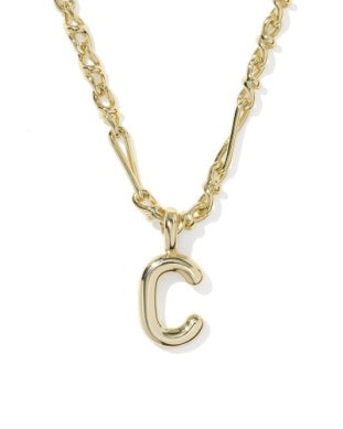 Bubble Letter C Gold Pendant Necklace