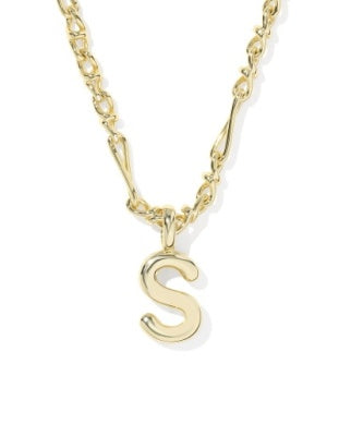 Bubble Letter S Gold Pendant Necklace
