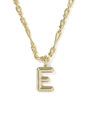 Bubble Letter E Gold Pendant Necklace