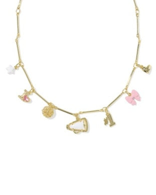 Cheer Charm Gold Pink White Mix Necklace Kendra Scott