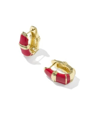 Courtney Red Enamel Gold Huggie Reversible Earrings Kendra Scott