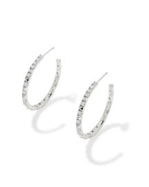 Fate Hoop Earrings Silver White CZ Kendra Scott