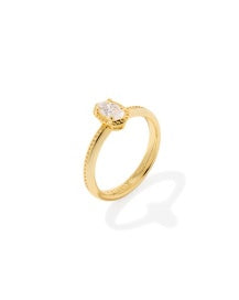 Mini Elyse Luxe Band Ring Gold White CZ