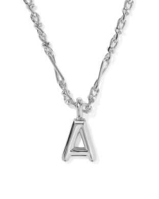 Bubble Letter A Silver Pendant Necklace
