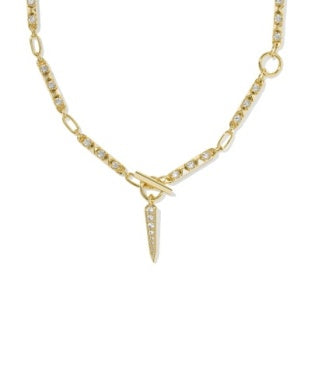 Fate Lariat Necklace Gold White CZ