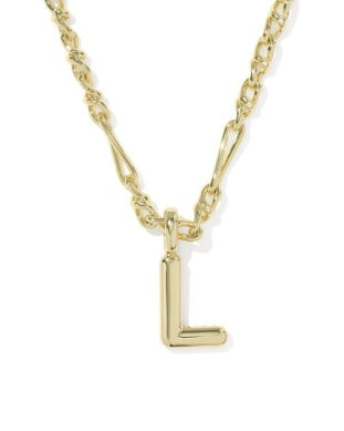 Bubble Letter L Gold Pendant Necklace