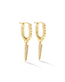 Daphne Crystal Drop Earrings Gold Ivory MOP