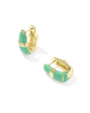 Courtney Green Enamel Gold Huggie Reversible Earrings Kendra Scott