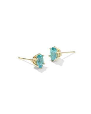 Cailin Crystal Gold Aqua Stud Earrings Kendra Scott