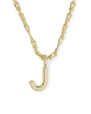 Bubble Letter J Gold Pendant Necklace