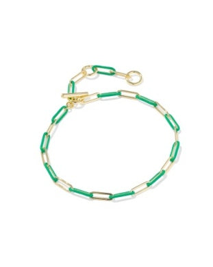 Courtney Green Enamel Gold Link Bracelet Kendra Scott