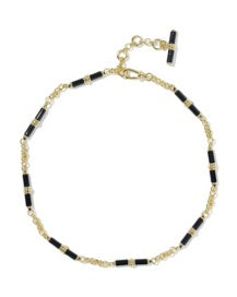 Bree Beaded Gold Chain Link Black Agate Necklace Kendra Scott