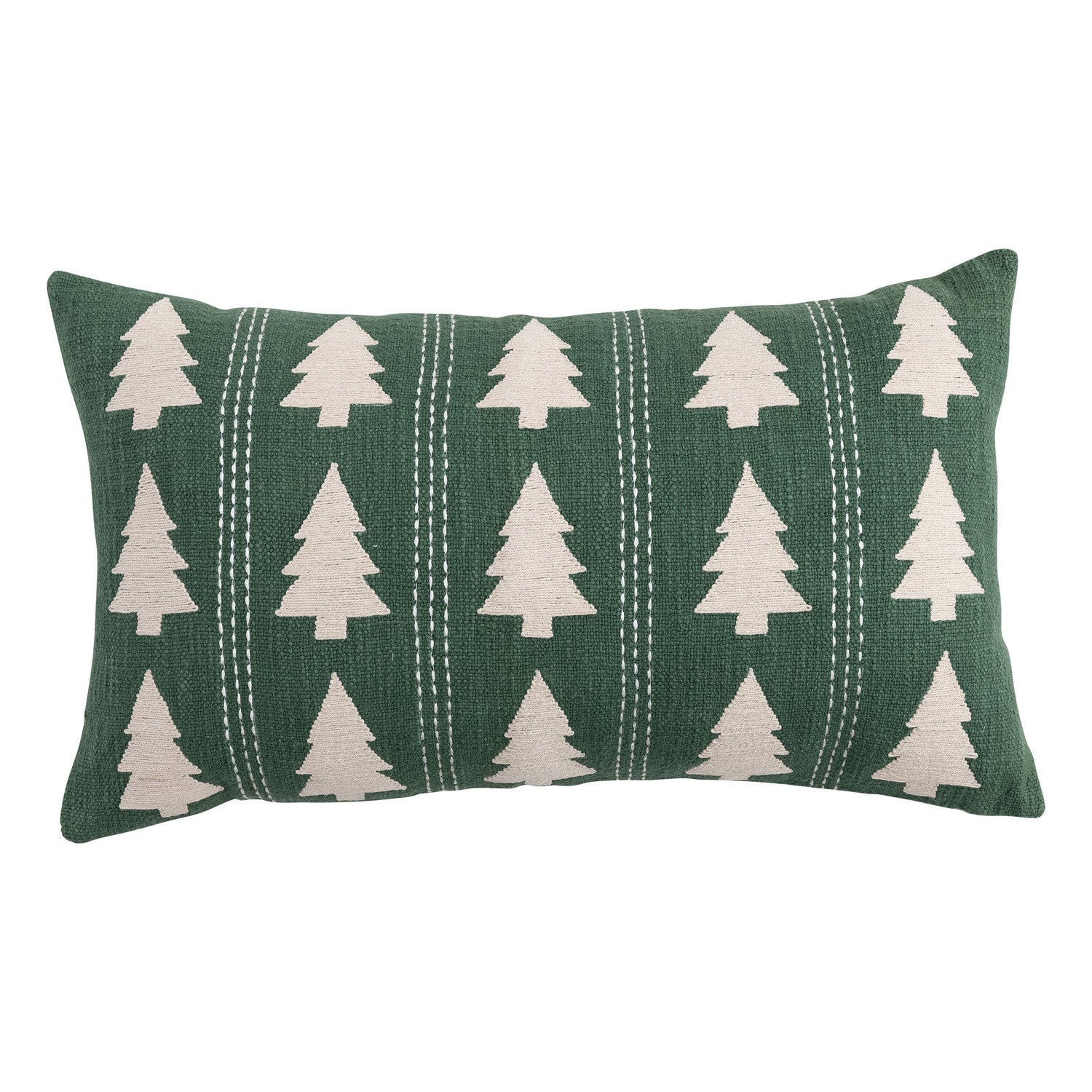 Lumbar Pillow with Trees Pattern and Embroidery Stitching