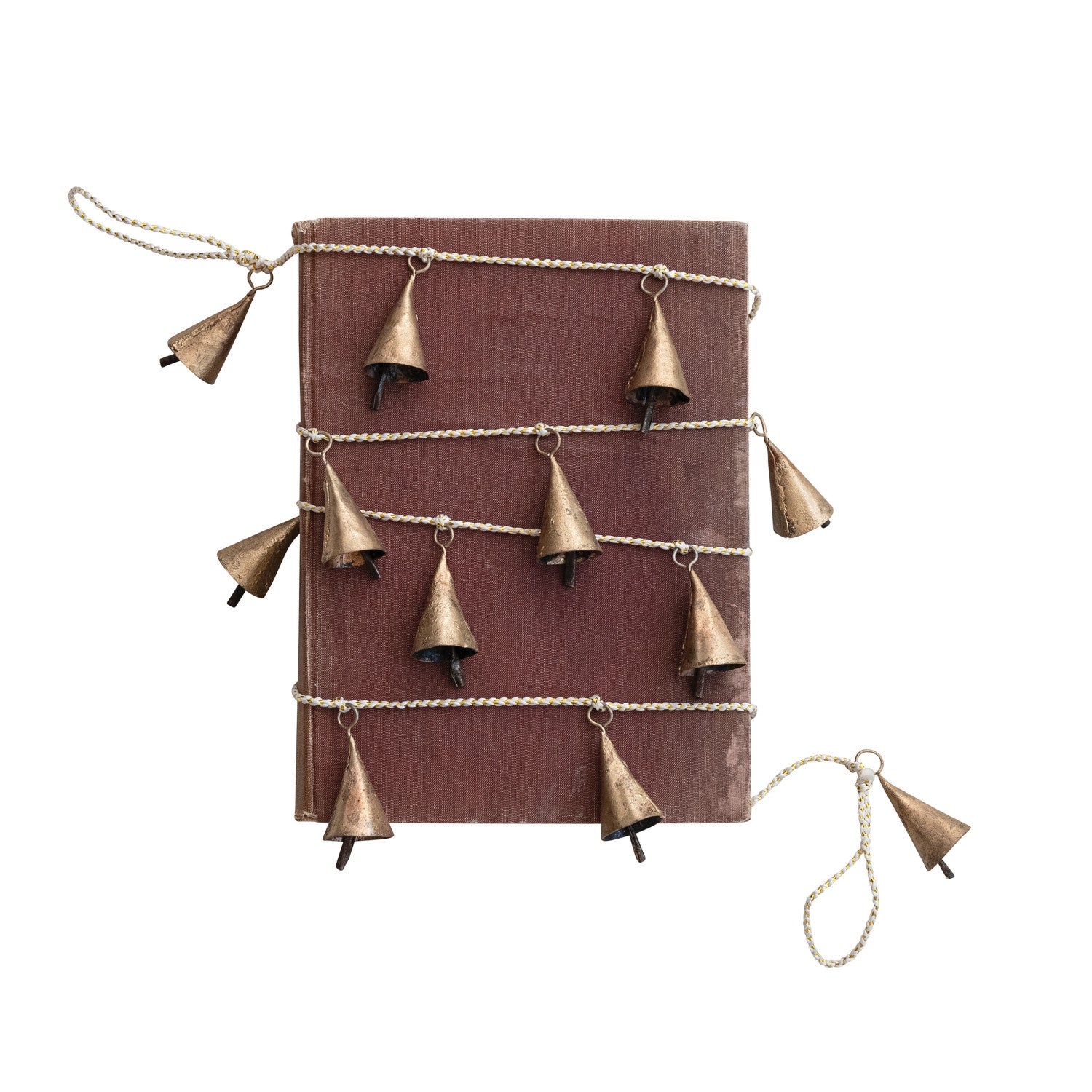 Metal Bell Garland with White and Gold Cord
