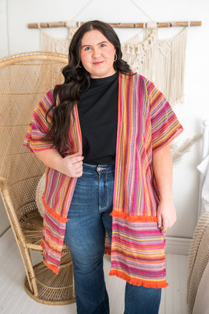 Mandy Multi-colored Striped Kimono