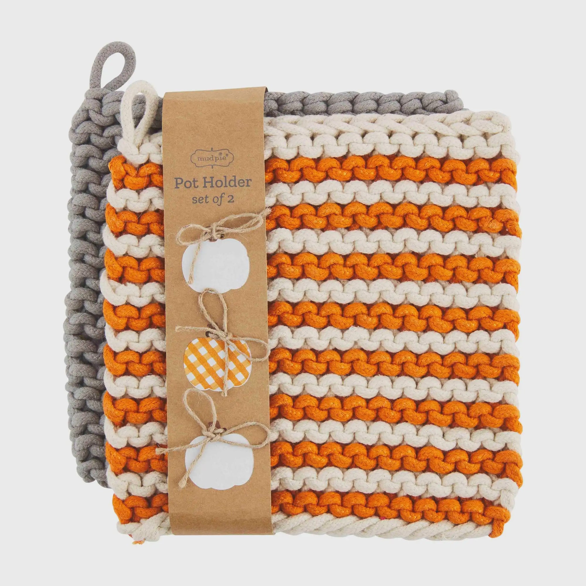 Grey & Orange Crocheted Pot Holder