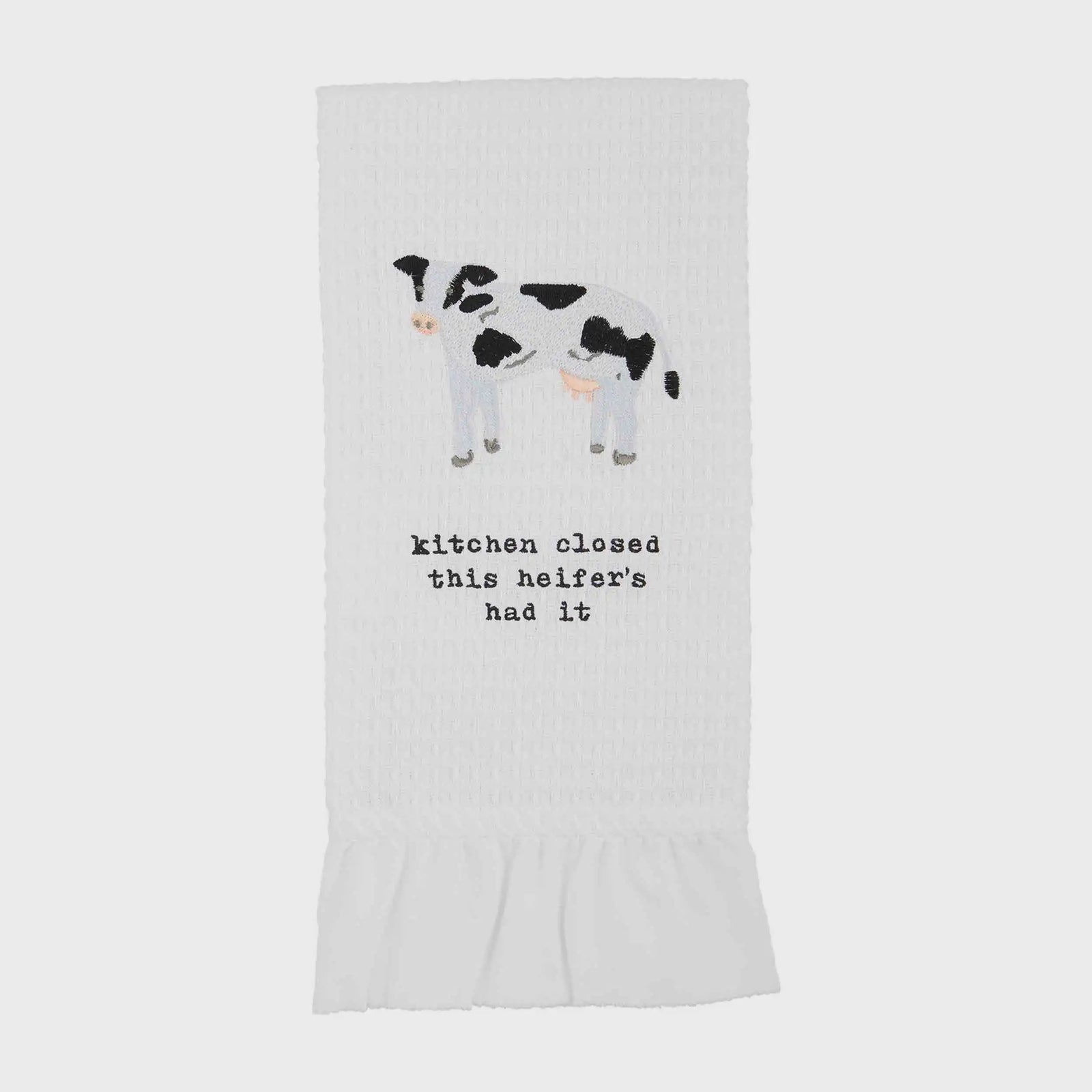 Cow Waffle Ruffle Edge Towel