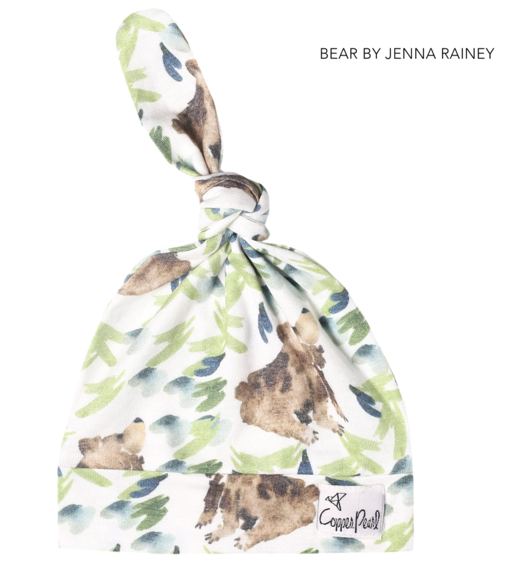 Bear Copper Pearl Top Knot Hat