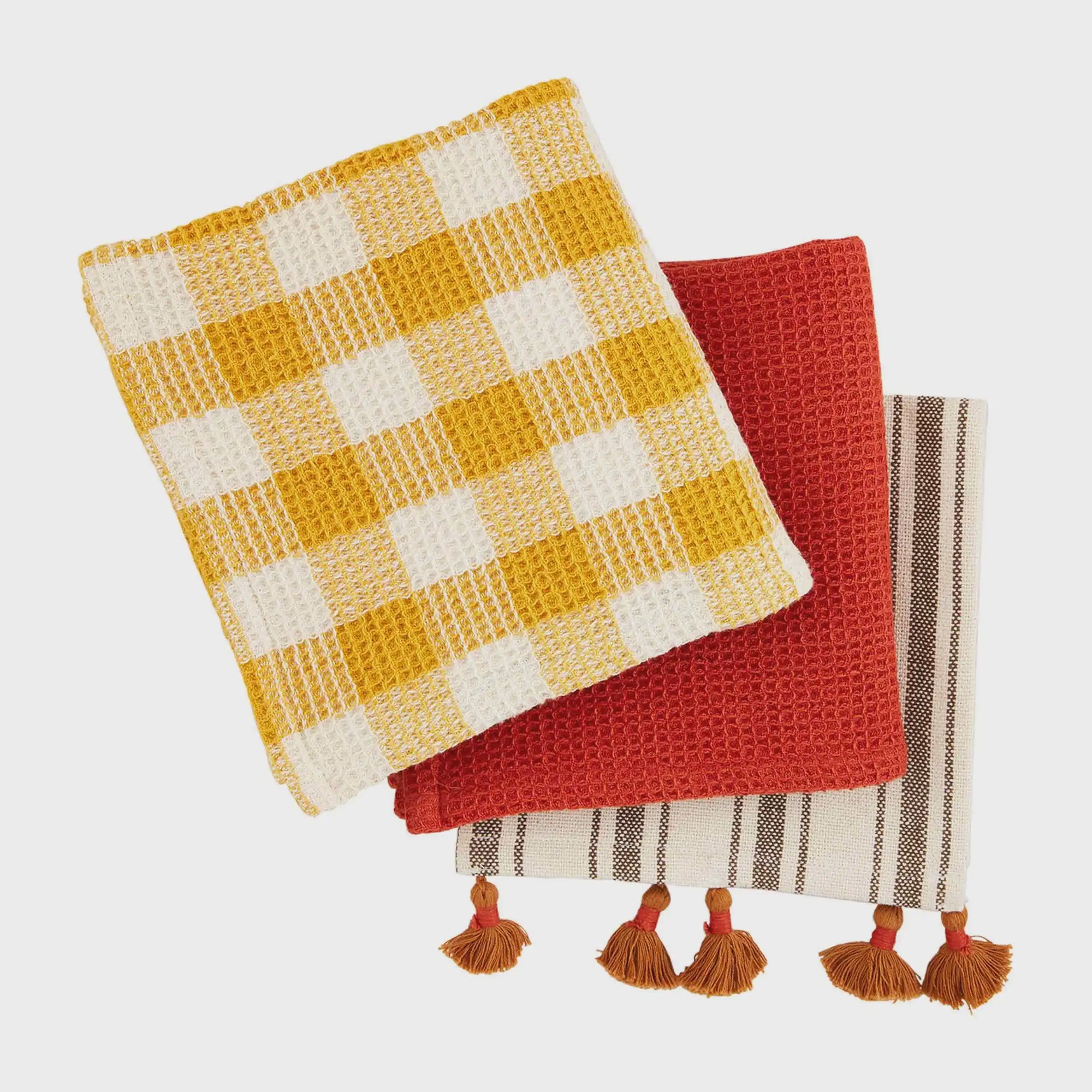 Yellow Tassel Cotton Towel Set