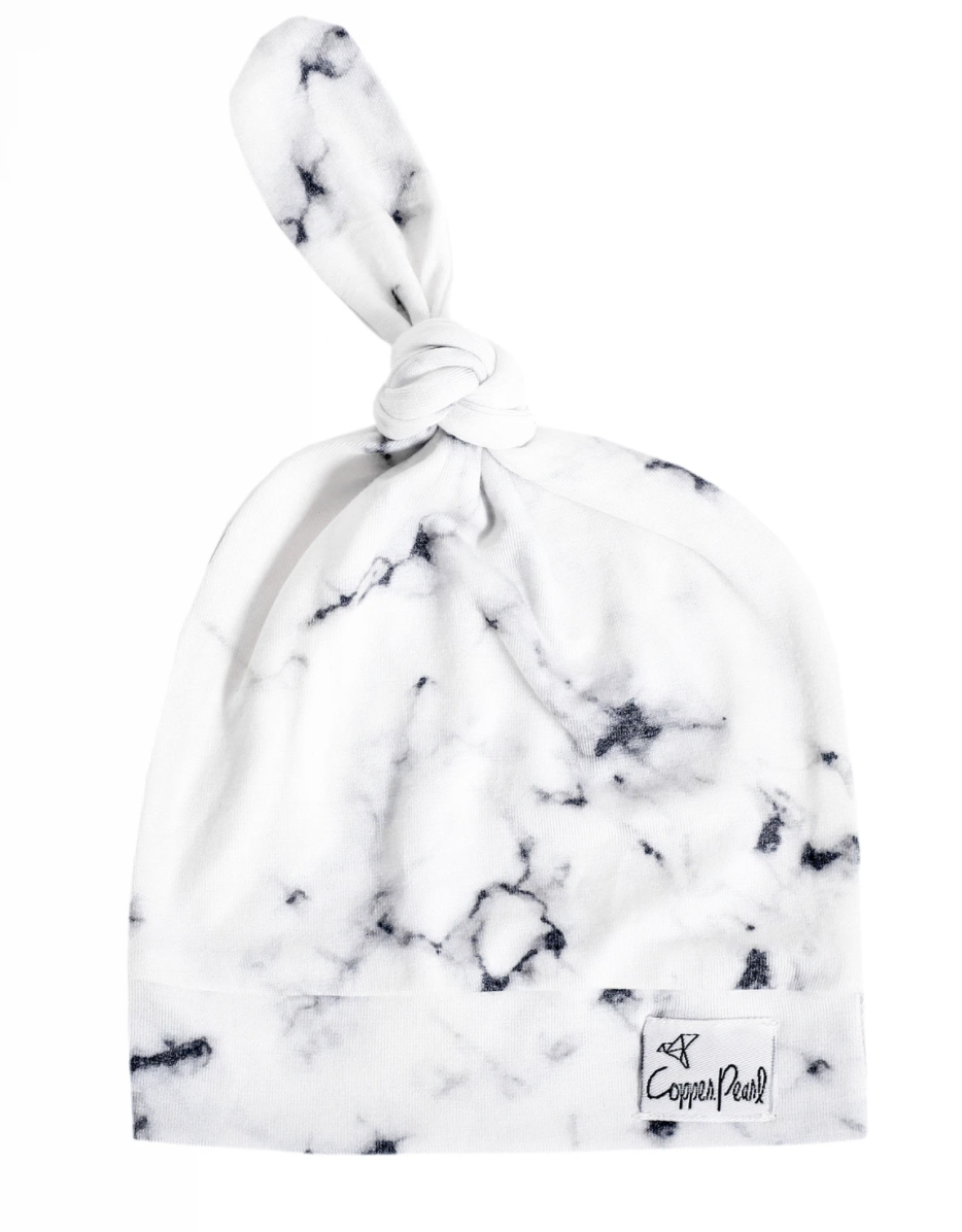Marble Copper Pearl Top Knot Hat