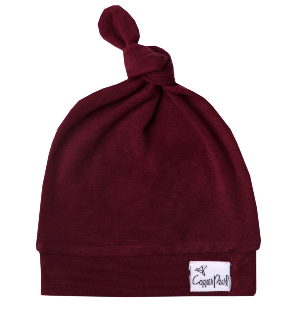 Ruby Copper Pearl Top Knot Hat