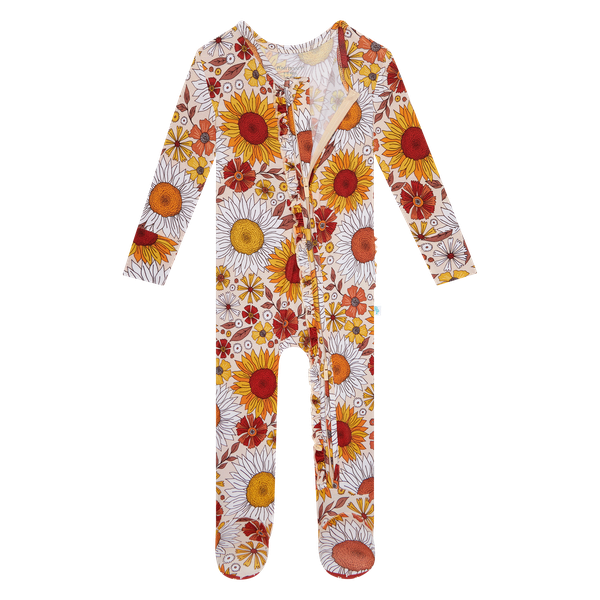 Goldie-Long Sleeve Ruffled Henley Romper