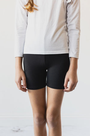 Black Solid Twirl Shorts