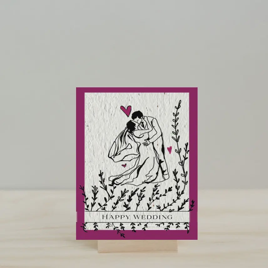 Wildflower Seed Paper Card- Black Happy Wedding Day