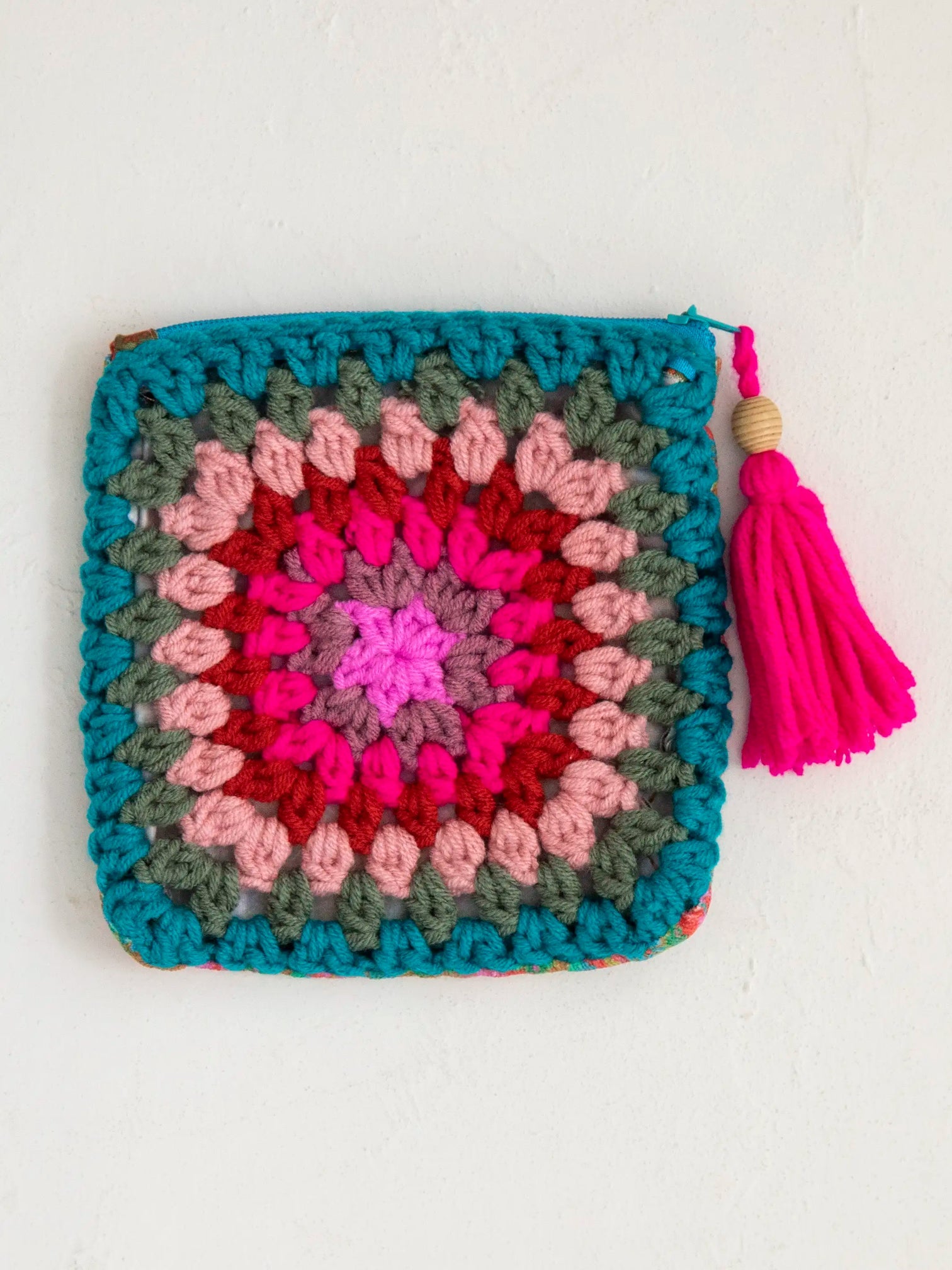 Crochet Zip Pouch-Teal