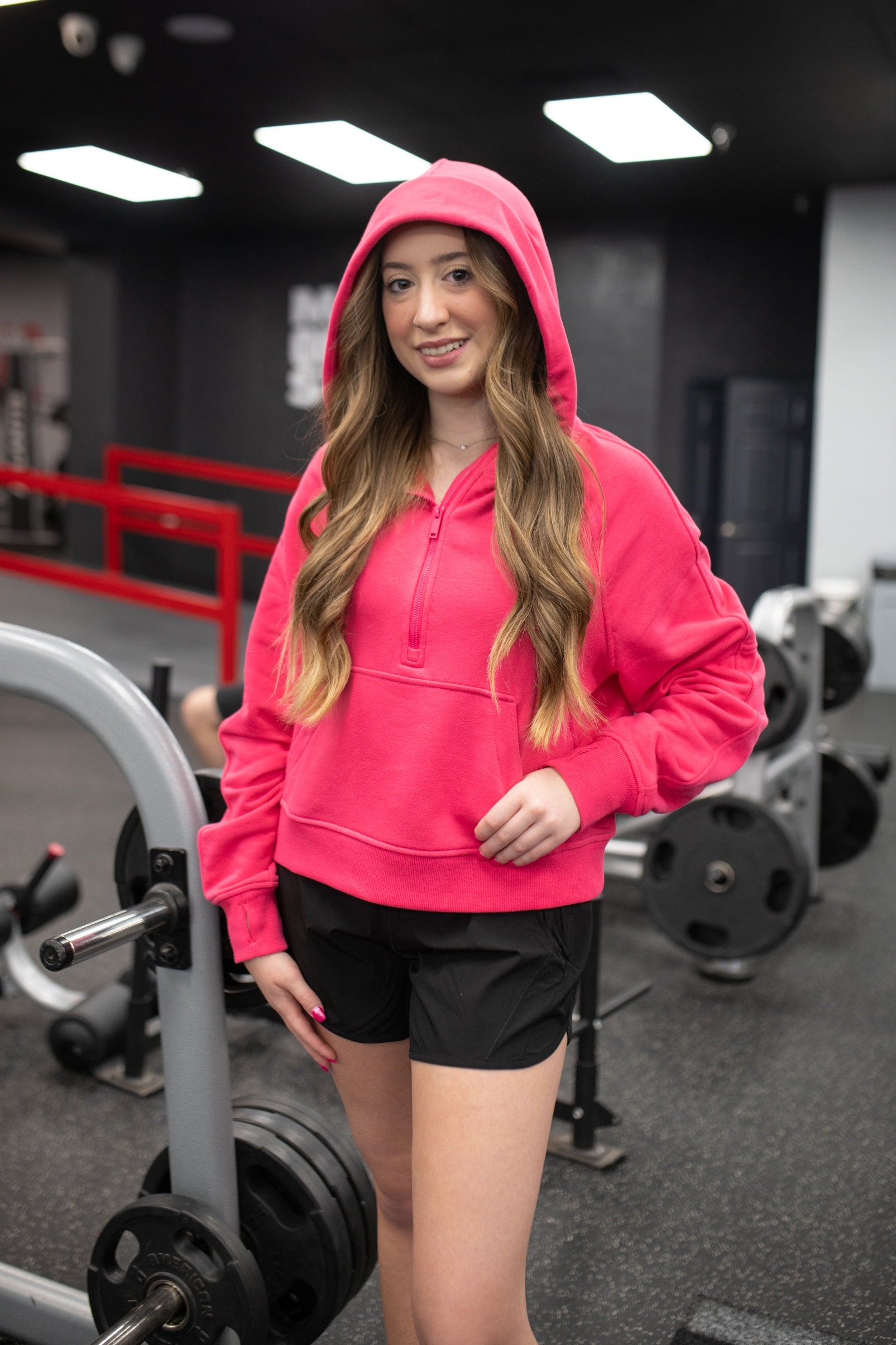 Flamingo Pink French Terry Cropped Hoodie Jacket