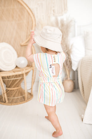 Multi Strip French Terry Romper